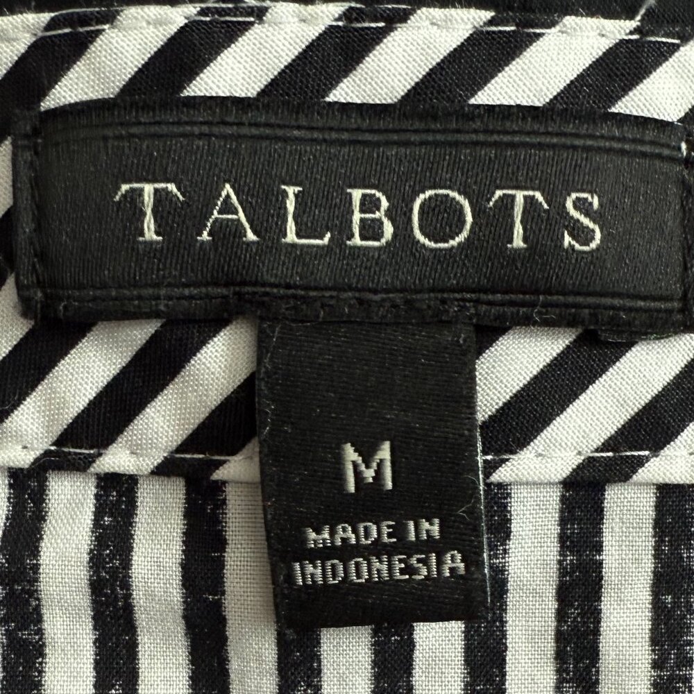 Talbots Black & White Boatneck Long Sleeve Blouse Side Zipper Size‎ M - Picture 9 of 9